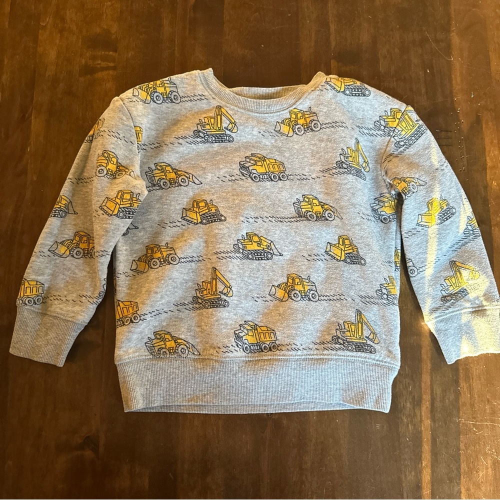 Boys 3T Sweater Crewneck Builder Construction Excavator Truck Dumptruck School‎
